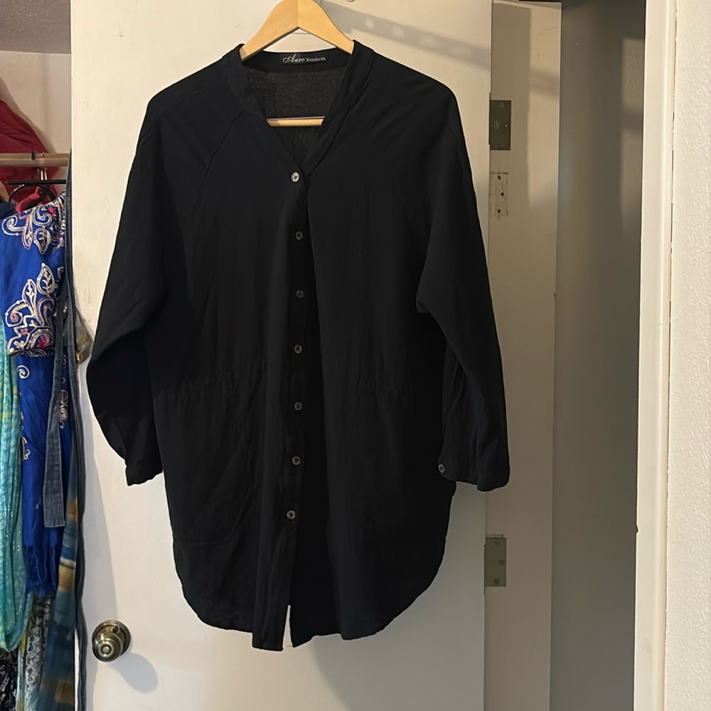 Auxo Collection XXL black 100% Cotton Light weight jacket/button up shirt.